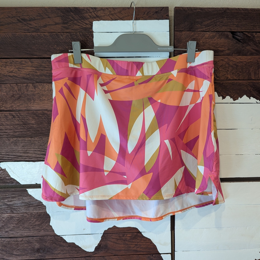Kona Sol Pink and Orange Swim Skirt